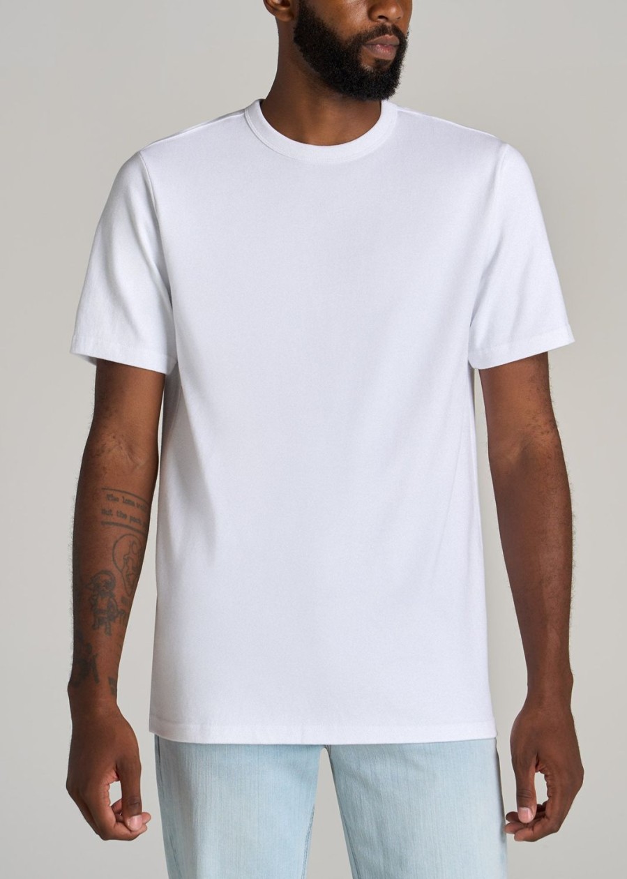 Men American Tall Tees + Tanks | Lj&S Heavyweight Relaxed-Fit Tall Tee In White