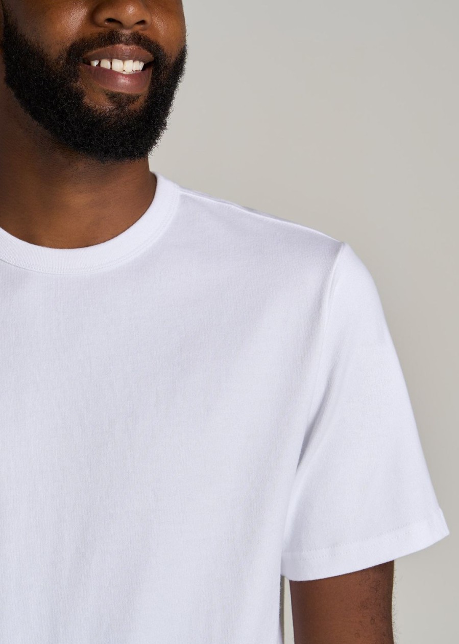 Men American Tall Tees + Tanks | Lj&S Heavyweight Relaxed-Fit Tall Tee In White