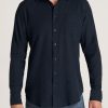 Men American Tall Button Shirts | Nelson Flannel Shirt For Tall Men In Navy Mix