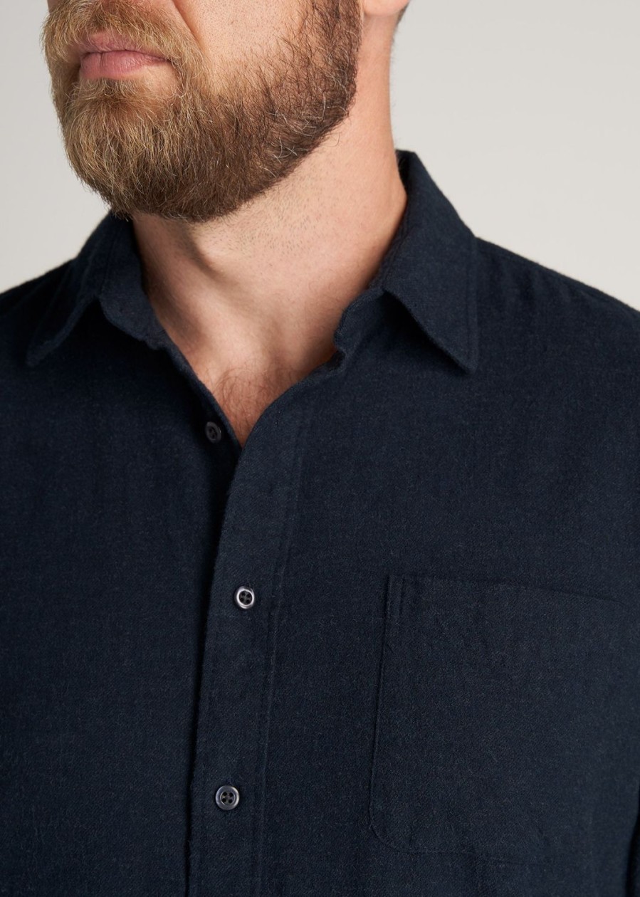 Men American Tall Button Shirts | Nelson Flannel Shirt For Tall Men In Navy Mix