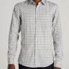 Men American Tall Button Shirts | Oskar Button-Up Shirt For Tall Men In Black & White Window Pane