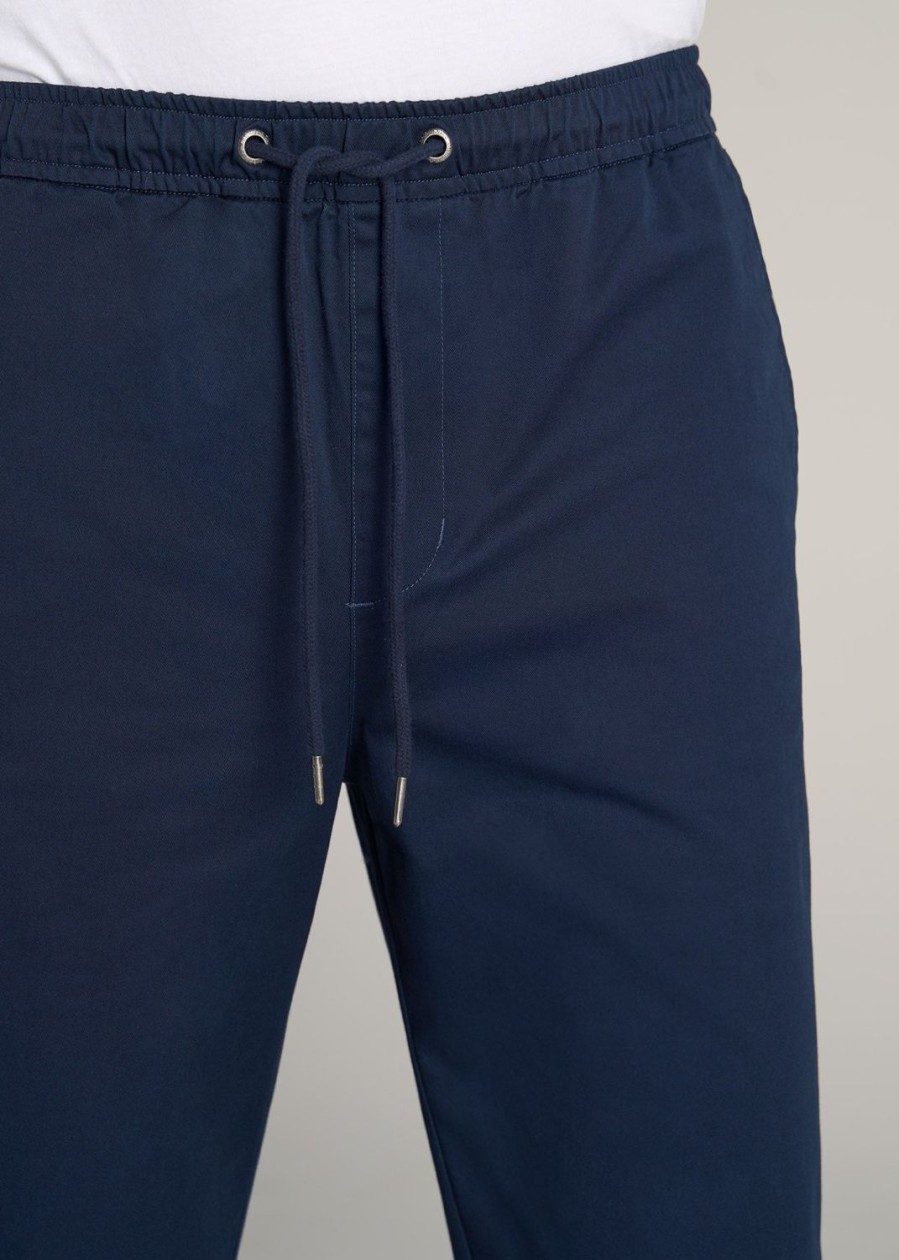 Men American Tall Pants + Chinos | Stretch Pull On Tapered-Fit Deck Pants For Tall Men In Navy