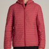 Men American Tall Jackets + Coats | Tall Men'S Packable Puffer Jacket In Red Space Dye