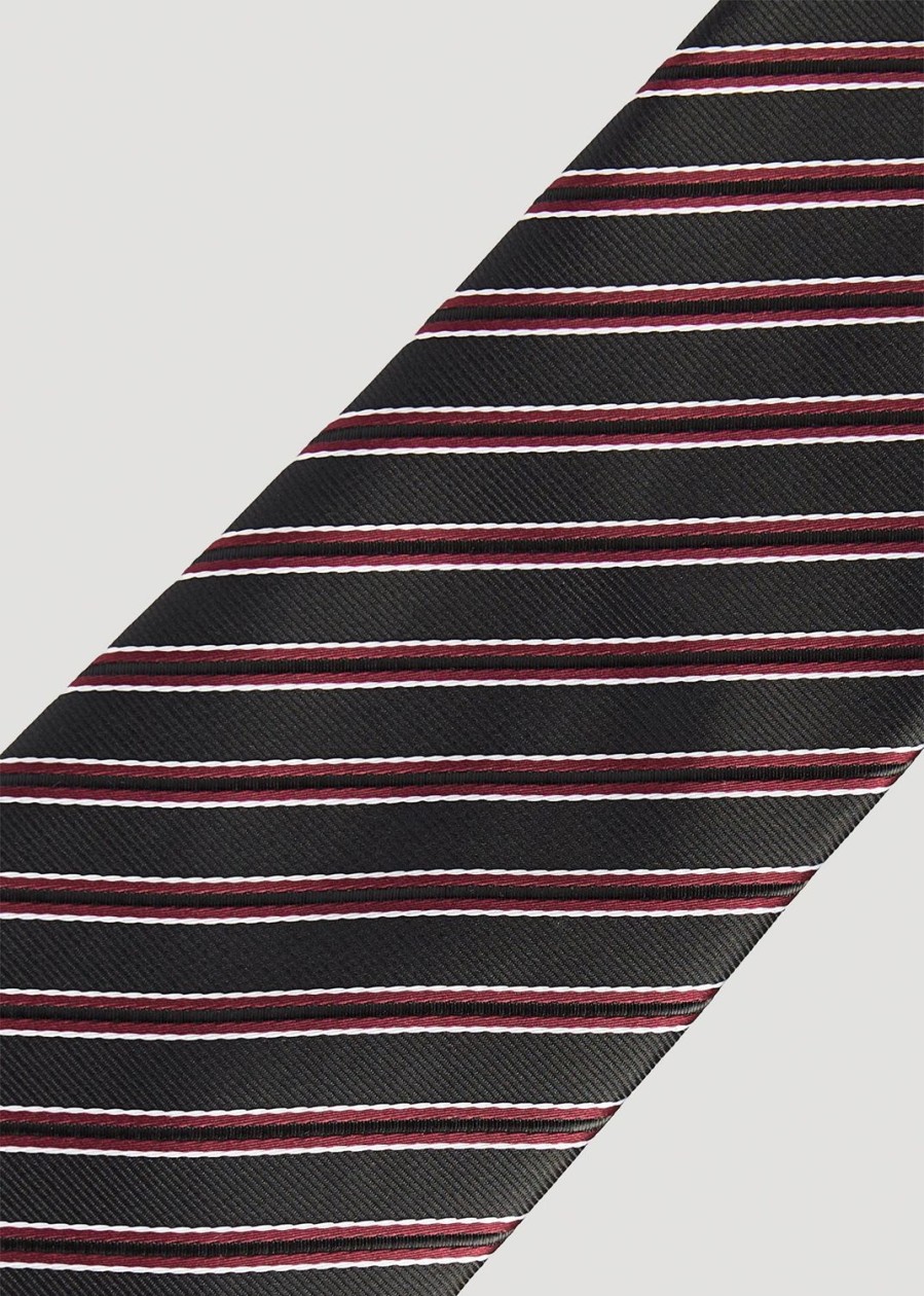 Men American Tall Blazers + Suit Separates | Dress Ties For Tall Men In Burgundy Stripe