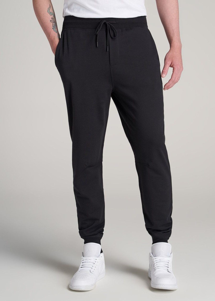 Men American Tall Athletic Pants | A.T. Performance Slim French Terry Joggers For Tall Men In Black