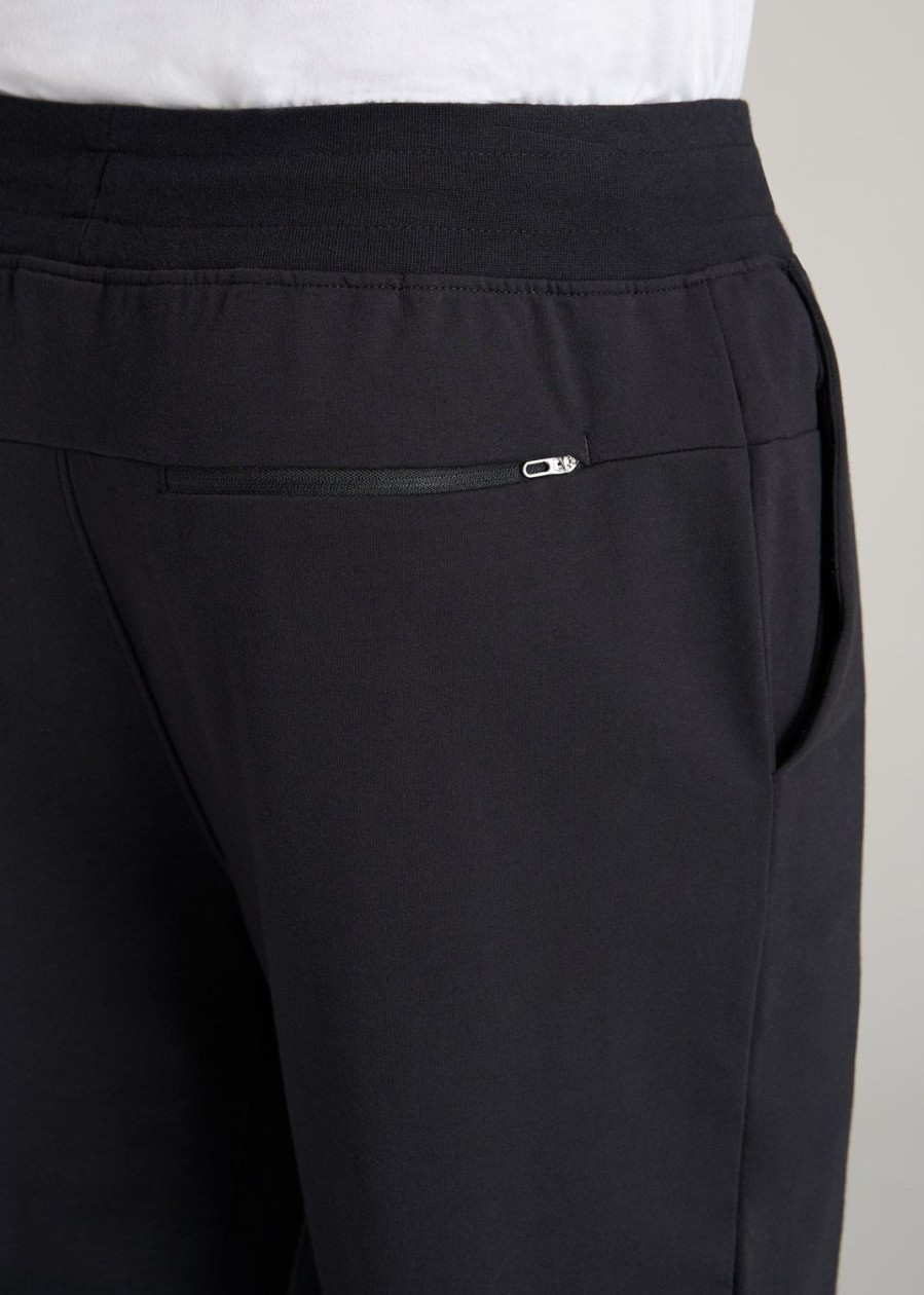 Men American Tall Athletic Pants | A.T. Performance Slim French Terry Joggers For Tall Men In Black