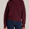 Women American Tall Sweaters | Relaxed Crewneck Wool Blend Tall Women'S Sweater In Dark Cherry