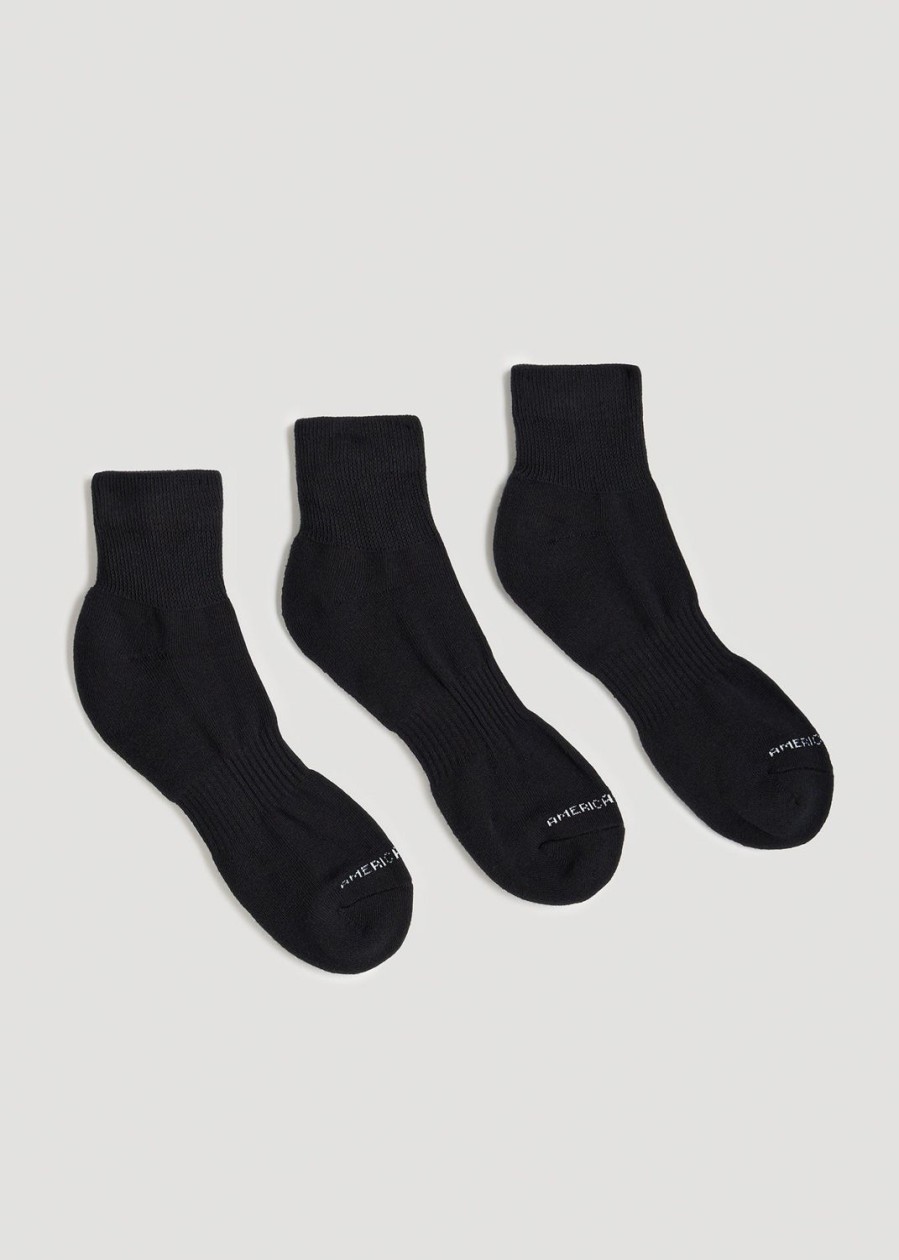 Men American Tall Socks | Men'S Athletic Mid Ankle Socks (X-Large Size: 14-17) | Black 3 Pack