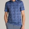 Men American Tall Polos | Golf Performance Print Tall Men'S Polo Shirt In Navy Palms