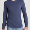 Men American Tall Long Sleeve Tees + Thermals | Heavy Slub Henley Shirt For Tall Men In Navy