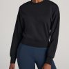 Women American Tall Hoodies + Sweatshirts | Wearever Fleece Cropped Crew Women'S Tall Sweatshirt In Black