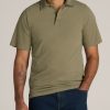 Men American Tall Polos | Lj&S Ultra Soft Short Sleeve Cotton Polo For Tall Men In Vintage Moss Green