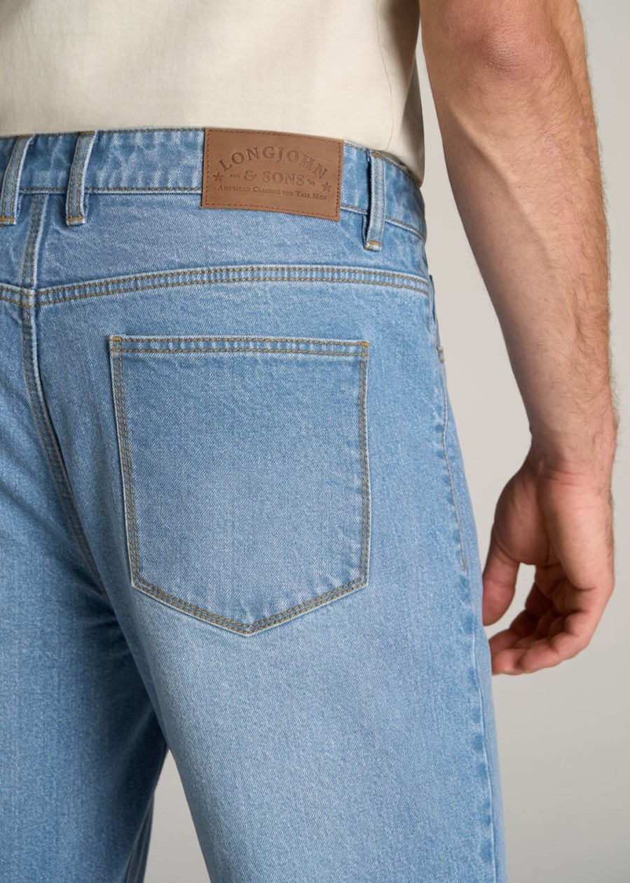 Men American Tall Jeans | Lj&S Straight Leg Jeans For Tall Men In Stone Wash Light Blue