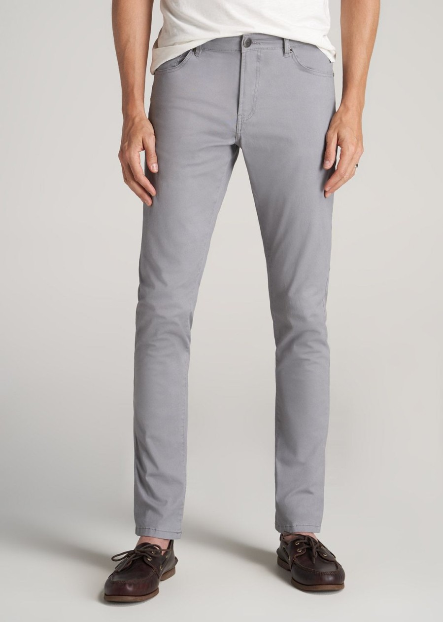 Men American Tall Pants + Chinos | Carman Tapered Fit Five Pocket Pants For Tall Men In Pebble Grey