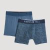 Men American Tall Underwear | Micro Modal Extra-Long Boxer Briefs In (2-Pack) Lake Print & Storm Blue