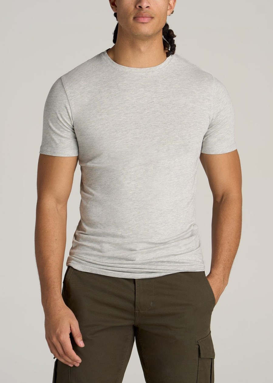 Men American Tall Tees + Tanks | The Essential Slim-Fit Crewneck Men'S Tall Tees In Grey Mix