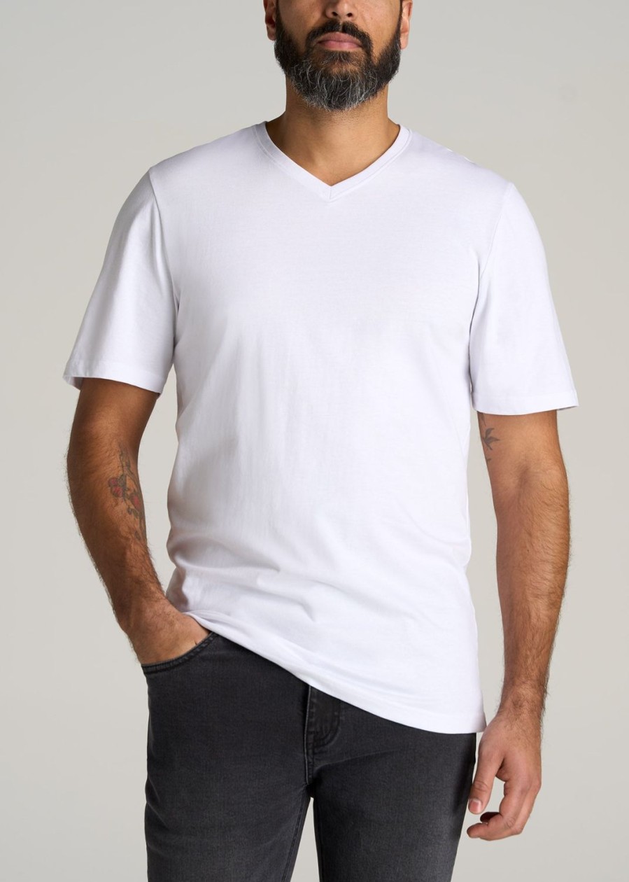 Men American Tall Tees + Tanks | The Everyday Regular-Fit V-Neck Tall Men'S T-Shirt In White