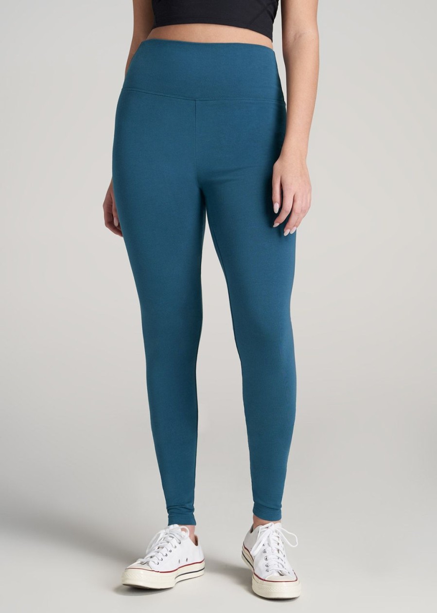 Women American Tall Athletic Pants | Women'S Tall Cotton Leggings In Deep Water