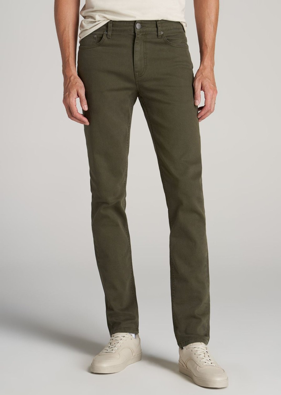 Men American Tall Jeans | Dylan Slim-Fit Jeans For Tall Men In Olive Green Wash