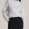 Women American Tall Sweaters | Relaxed Crewneck Wool Blend Tall Women'S Sweater In Grey Mix