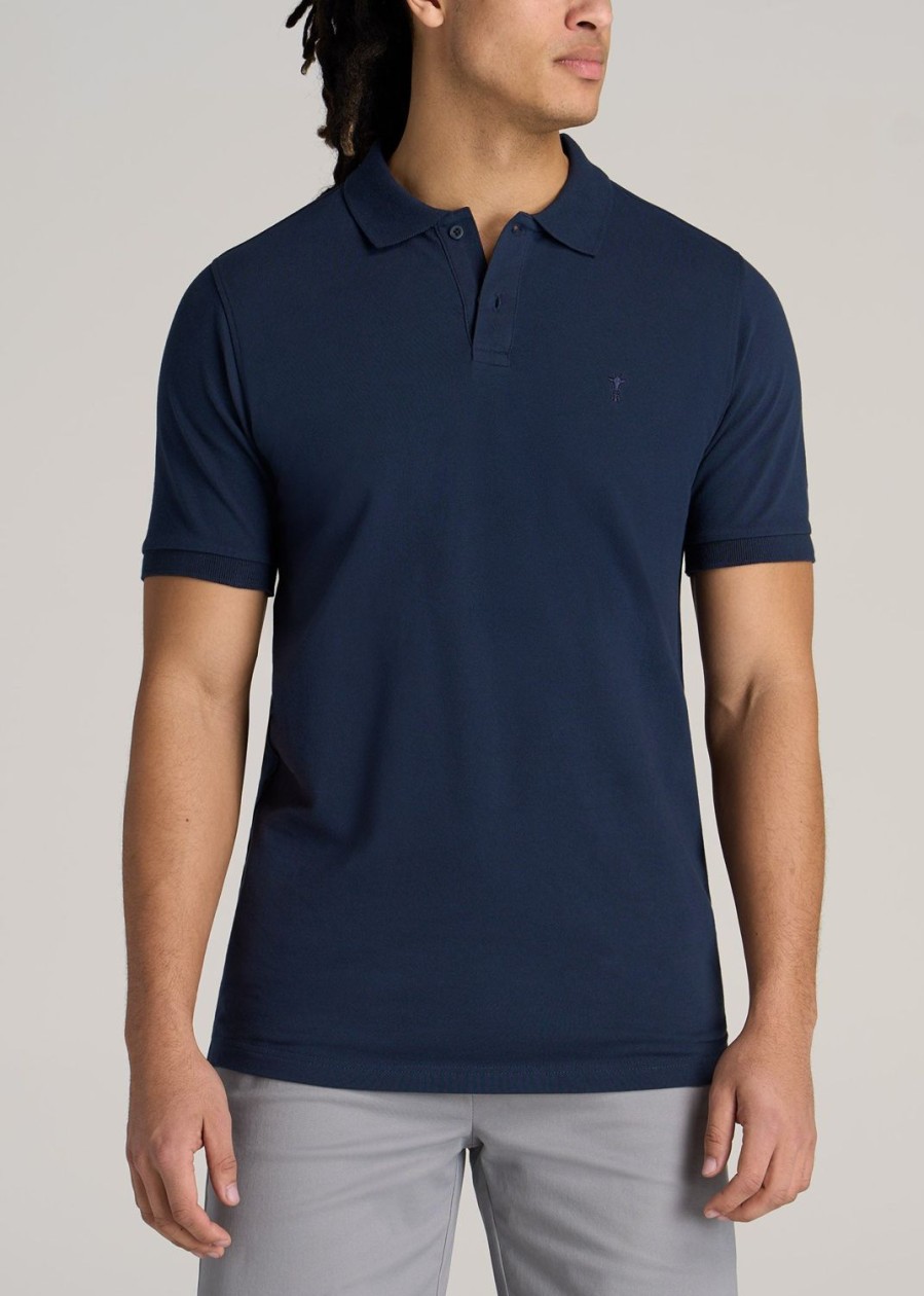 Men American Tall Polos | Men'S Tall Classic Polo With Embroidered Logo In Marine Navy