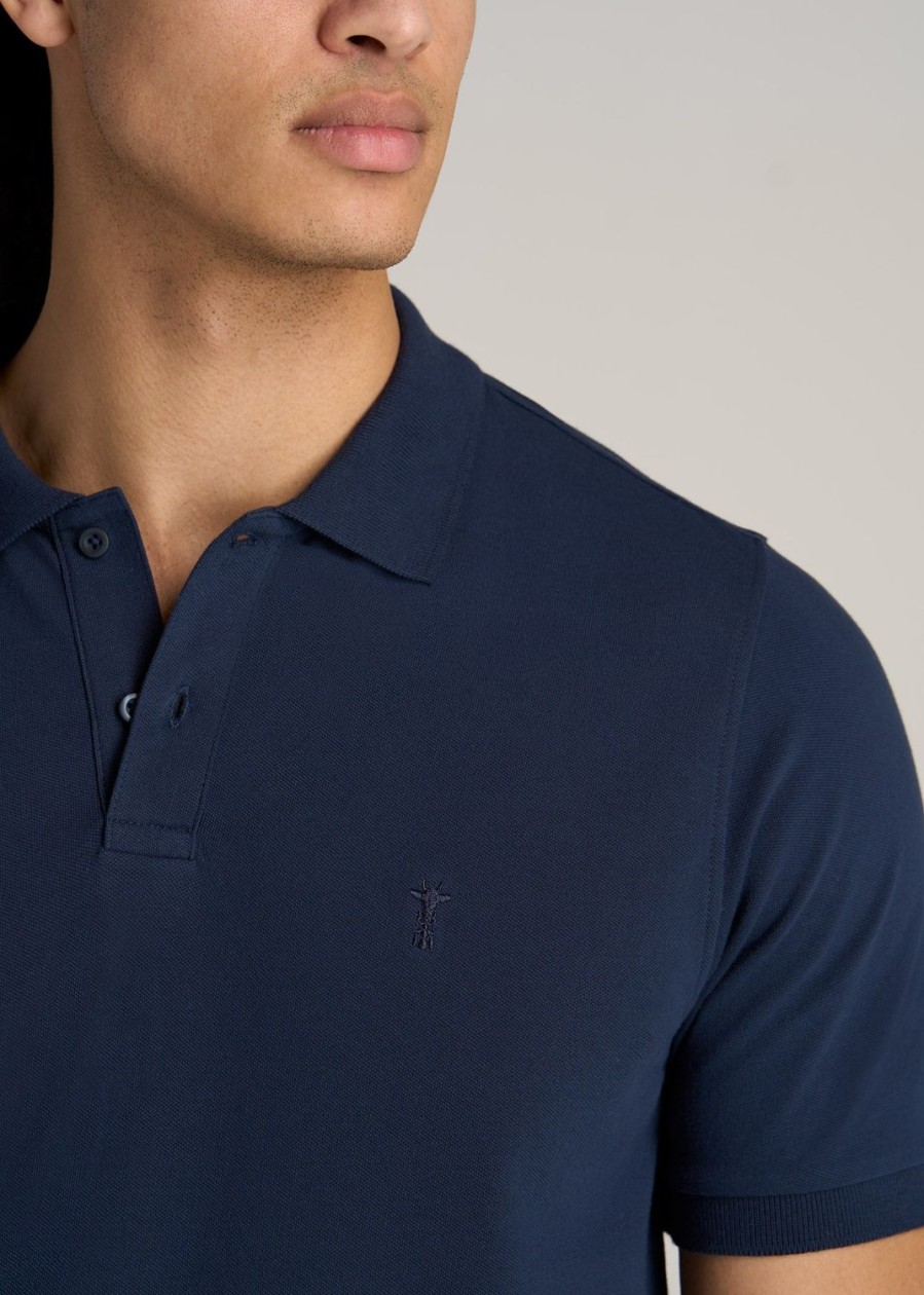 Men American Tall Polos | Men'S Tall Classic Polo With Embroidered Logo In Marine Navy