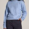 Women American Tall Sweaters | Relaxed Crewneck Wool Blend Tall Women'S Sweater In Allure Blue