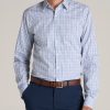 Men American Tall Button Shirts | Oskar Button-Up Shirt For Tall Men In Blue And Black Grid