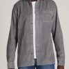 Men American Tall Button Shirts | Lj&S Corduroy Overshirt For Tall Men In Limestone