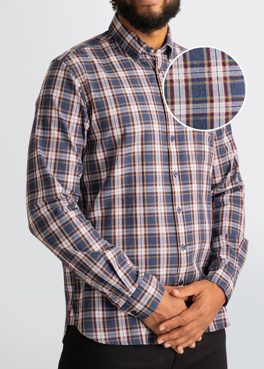 Men American Tall Button Shirts | Soft-Wash Tall Button-Up Shirt In Indigo Plaid