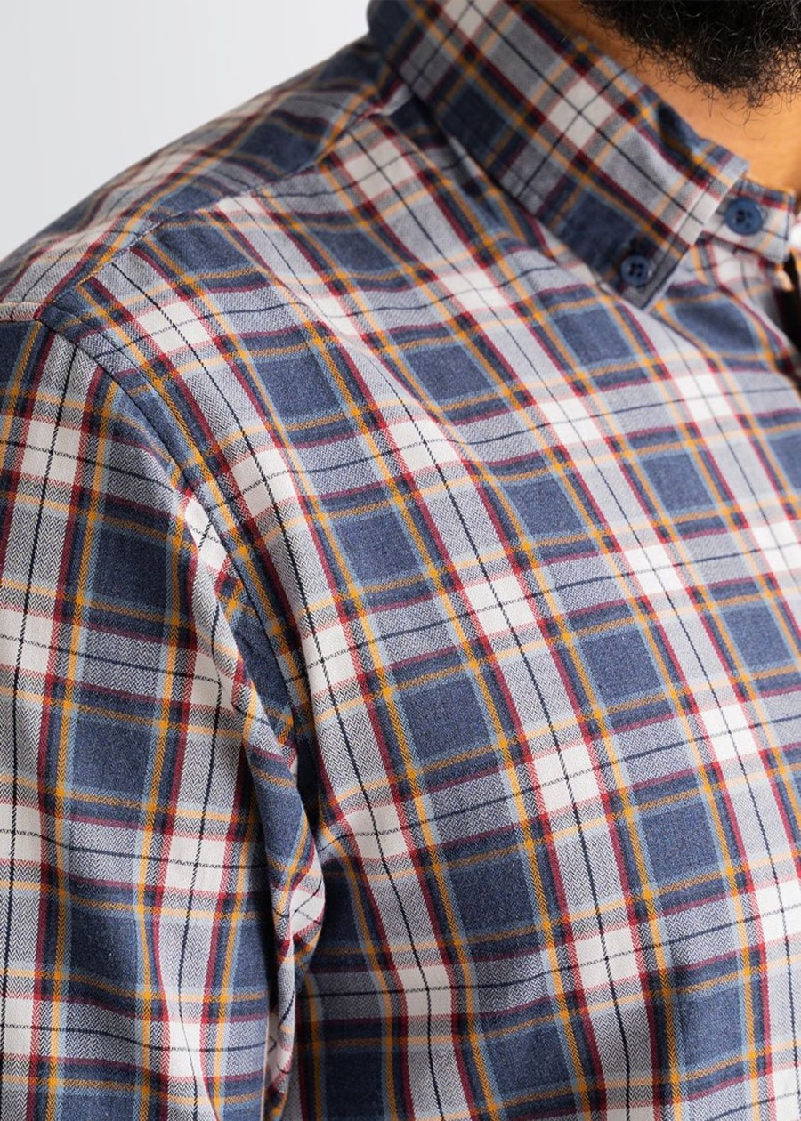 Men American Tall Button Shirts | Soft-Wash Tall Button-Up Shirt In Indigo Plaid