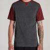 Men American Tall Tees + Tanks | Regular-Fit Color Block Raglan T-Shirt For Tall Men In Charcoal Heather & Burgundy