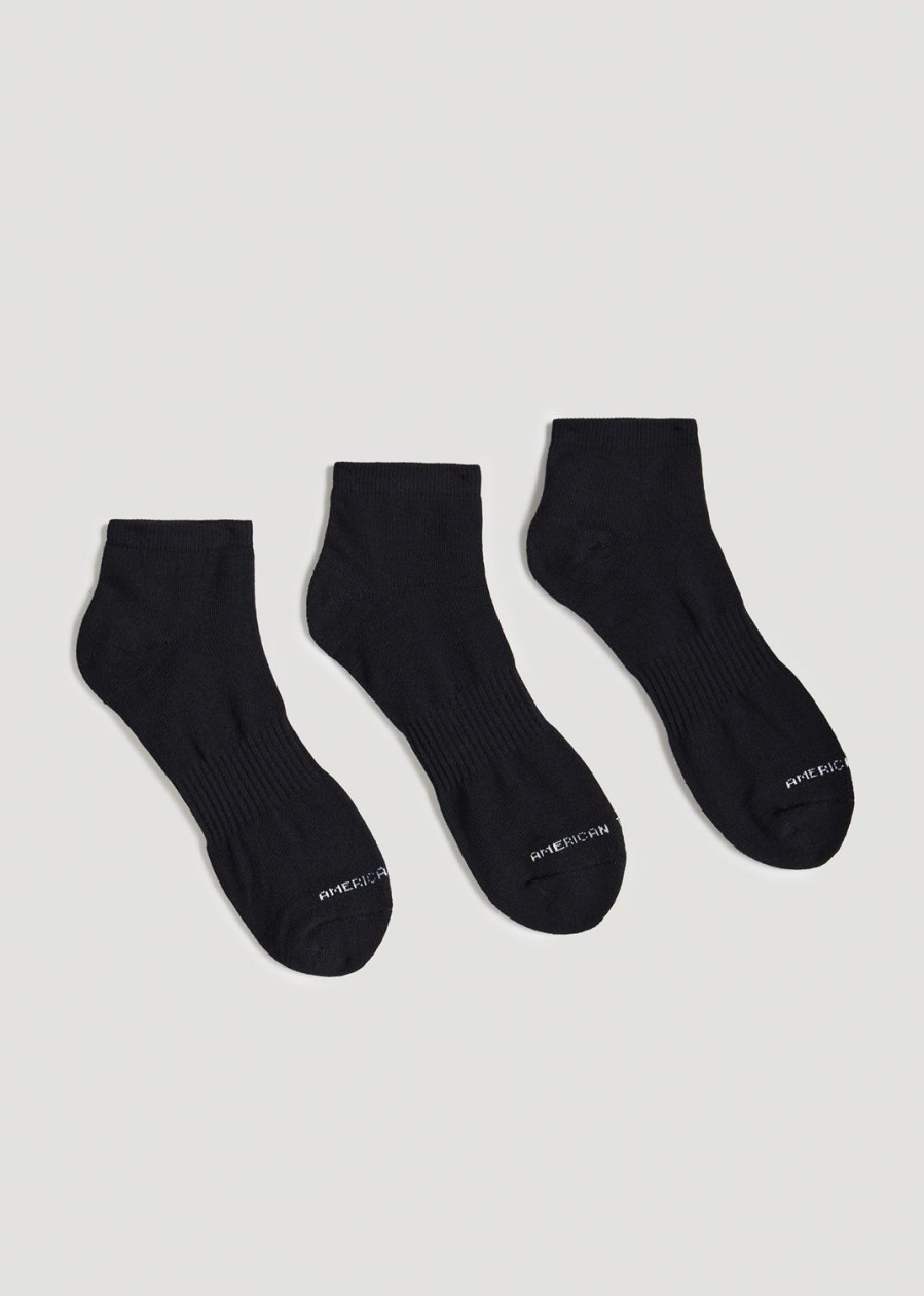 Men American Tall Socks | Men'S Athletic Low Ankle Socks (X-Large Size: 13-15) | Black 3 Pack