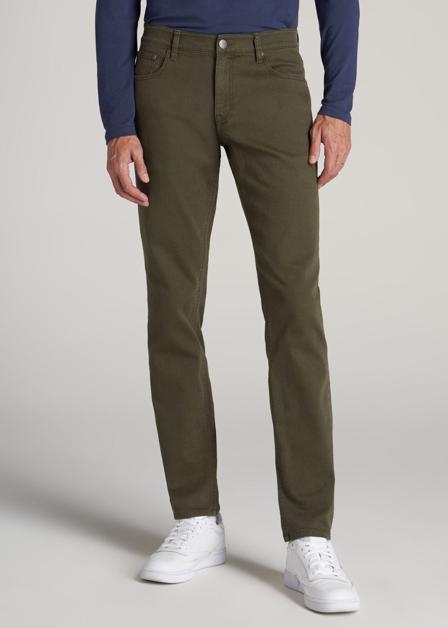 Men American Tall Jeans | Carman Tapered Jeans For Tall Men In Olive Green Wash