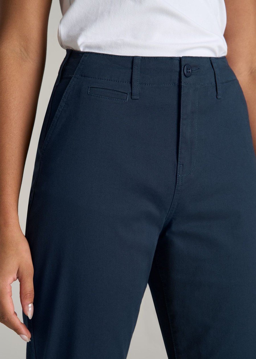 Women American Tall Pants + Trousers | High Rise Tapered Chino Pants For Tall Women In Marine Navy