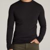 Men American Tall Long Sleeve Tees + Thermals | Original Essentials Slim-Fit Long Sleeve Tall Men'S T-Shirt In Black