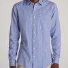 Men American Tall Button Shirts | Oskar Button-Up Shirt For Tall Men In Cobalt Mini Check