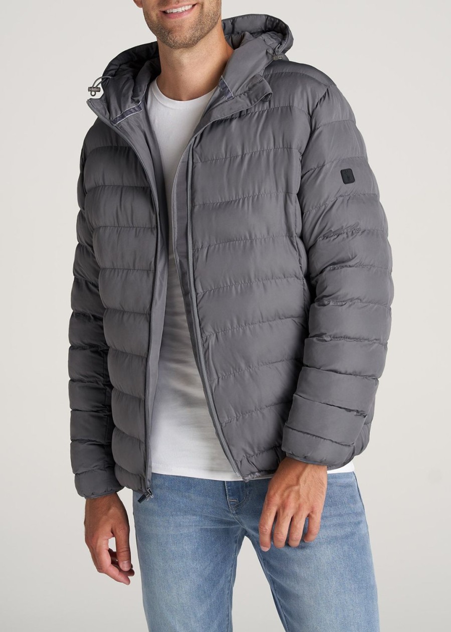 Men American Tall Jackets + Coats | Medium-Weight Tall Puffer Jacket For Men In Charcoal