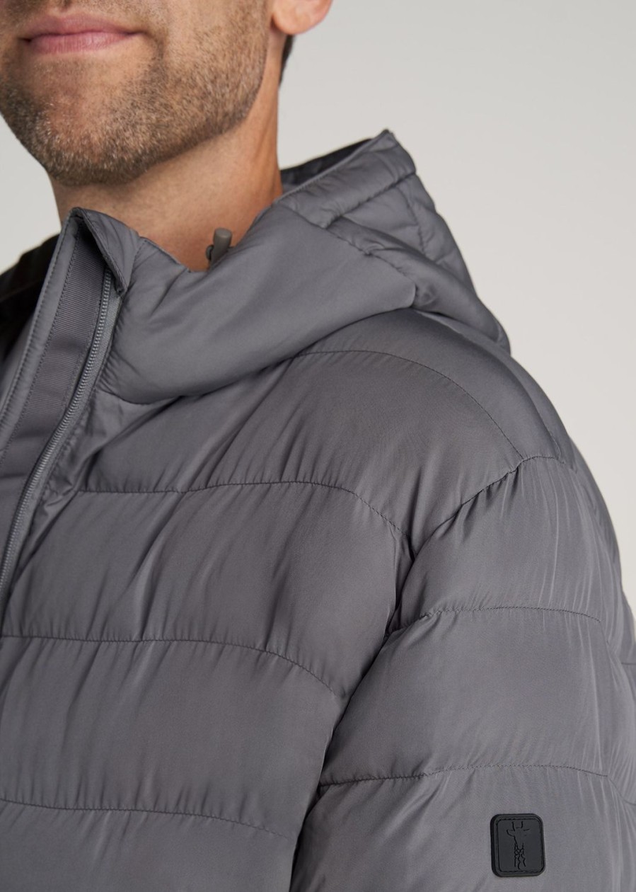 Men American Tall Jackets + Coats | Medium-Weight Tall Puffer Jacket For Men In Charcoal