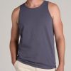 Men American Tall Tees + Tanks | The Essentials: Men'S Tall Slim-Fit Beach Tank Top In Grey Blue