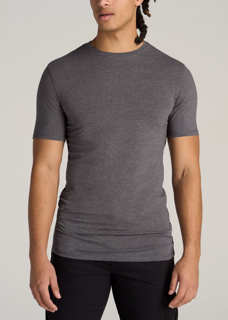 Men American Tall Tees + Tanks | The Essential Slim-Fit Crewneck Men'S Tall Tees In Charcoal Mix