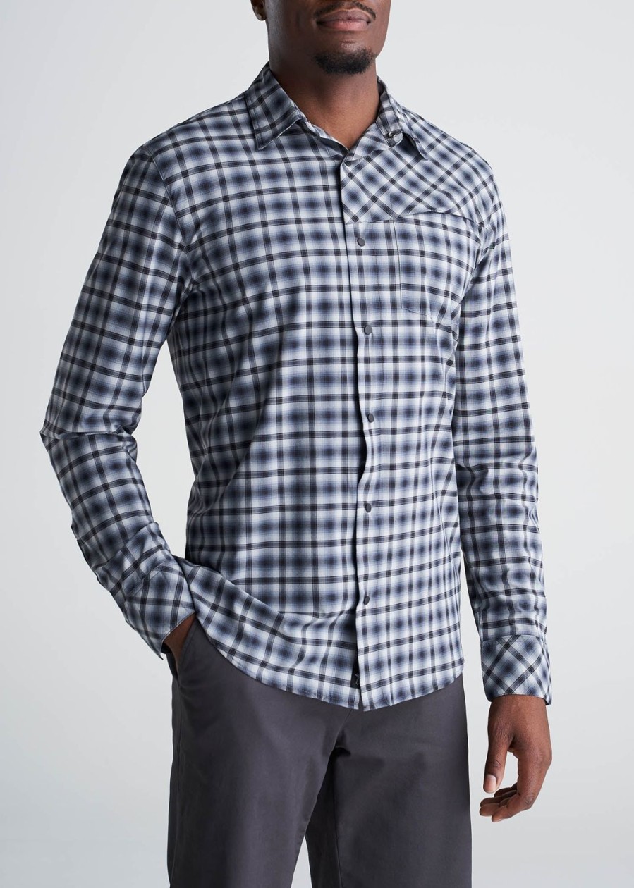 Men American Tall Button Shirts | Tall Men'S Ultra Lightweight Snap-Front Shirt In Midnight Canyon