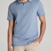 Men American Tall Polos | Slub Self Collar Tall Polo Shirt In Chambray