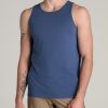 Men American Tall Tees + Tanks | The Essentials: Men'S Tall Slim-Fit Beach Tank Top In Steel Blue