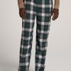 Men American Tall Athletic Pants | Plaid Pajama Pants For Tall Men In Green Tartan