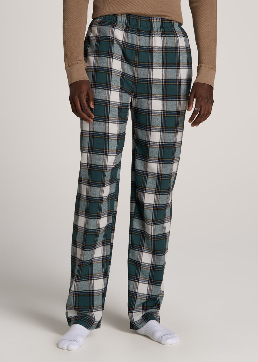 Men American Tall Athletic Pants | Plaid Pajama Pants For Tall Men In Green Tartan