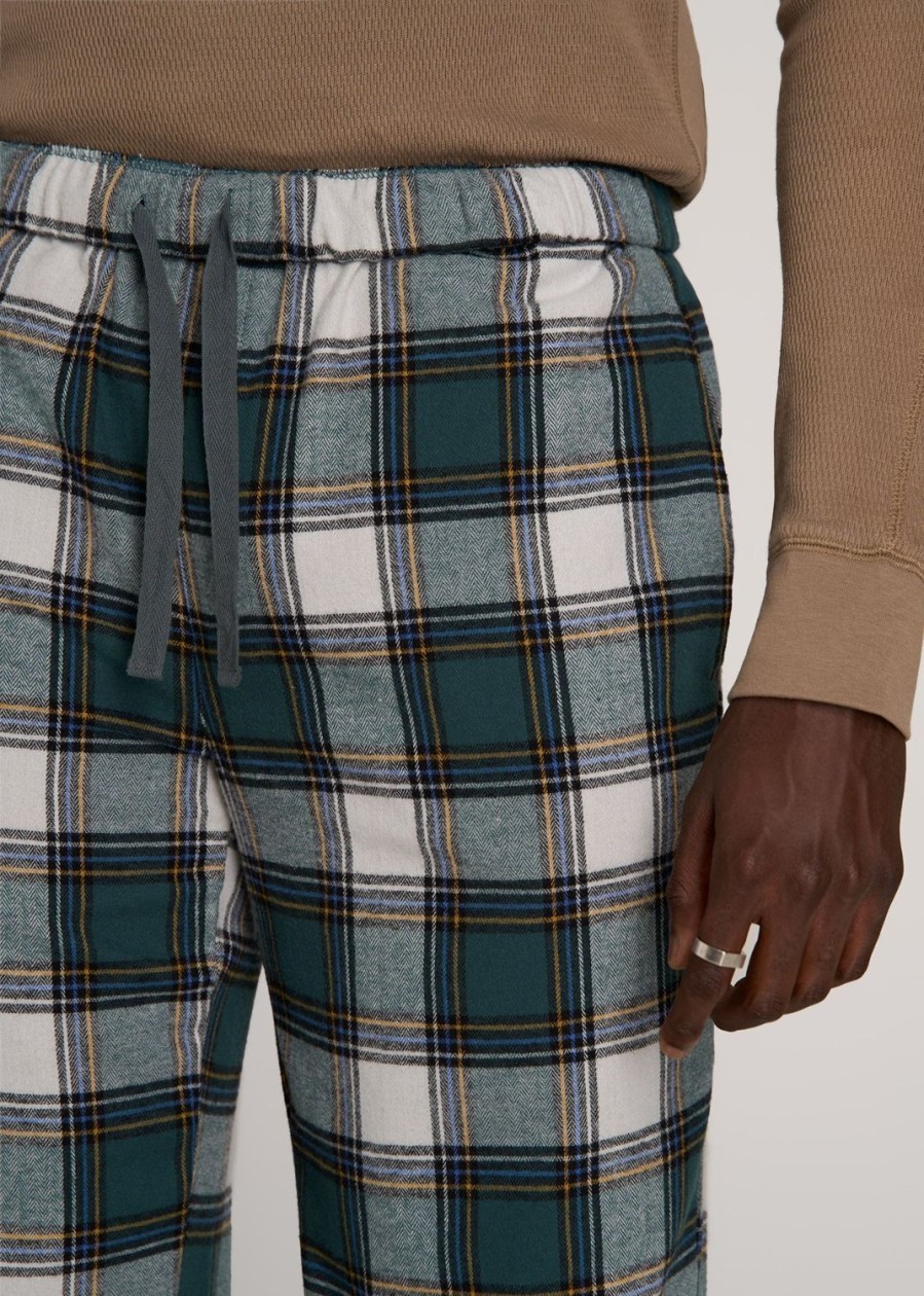 Men American Tall Athletic Pants | Plaid Pajama Pants For Tall Men In Green Tartan