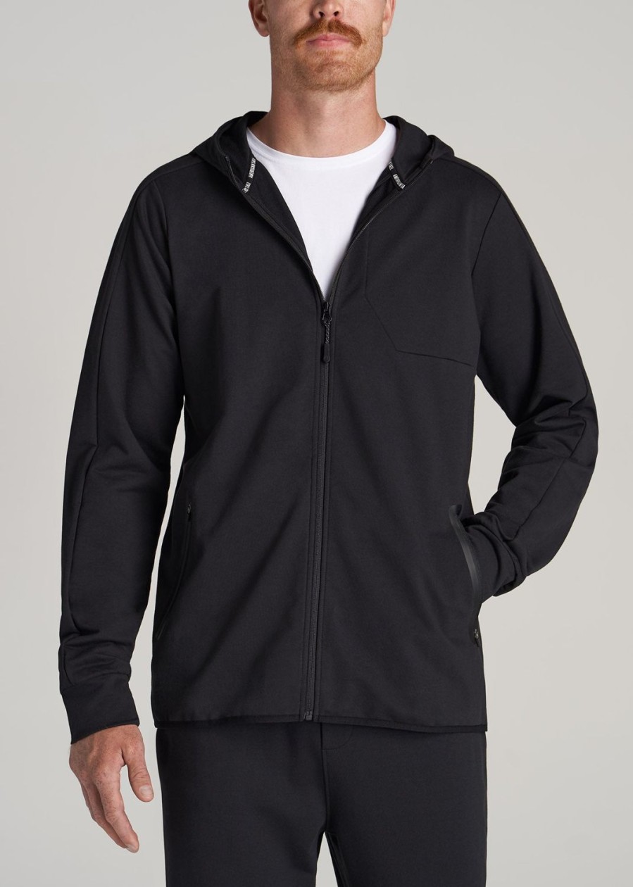 Men American Tall Hoodies + Sweatshirts | A.T. Performance French Terry Full Zip Hoodie For Tall Men In Black