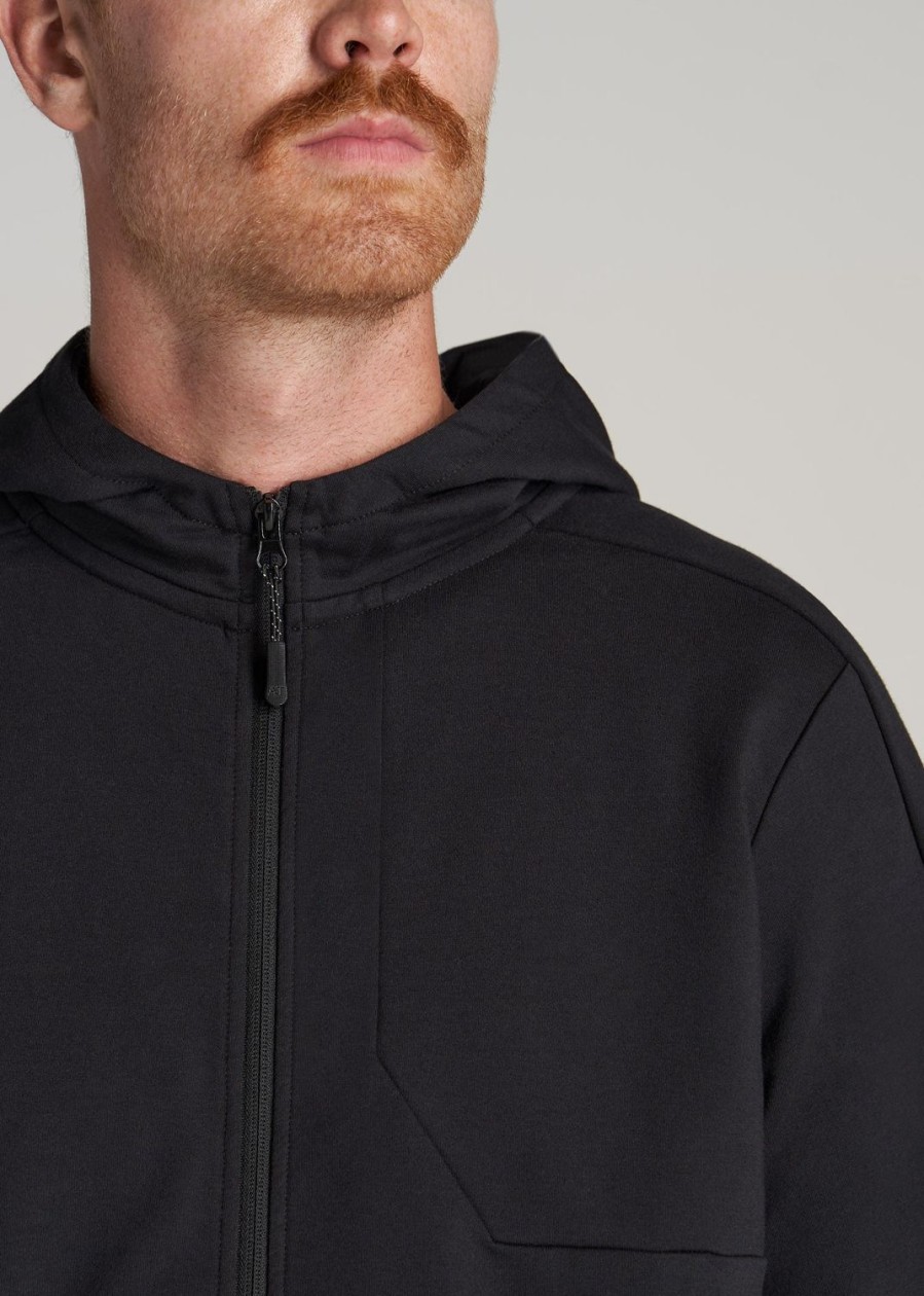 Men American Tall Hoodies + Sweatshirts | A.T. Performance French Terry Full Zip Hoodie For Tall Men In Black