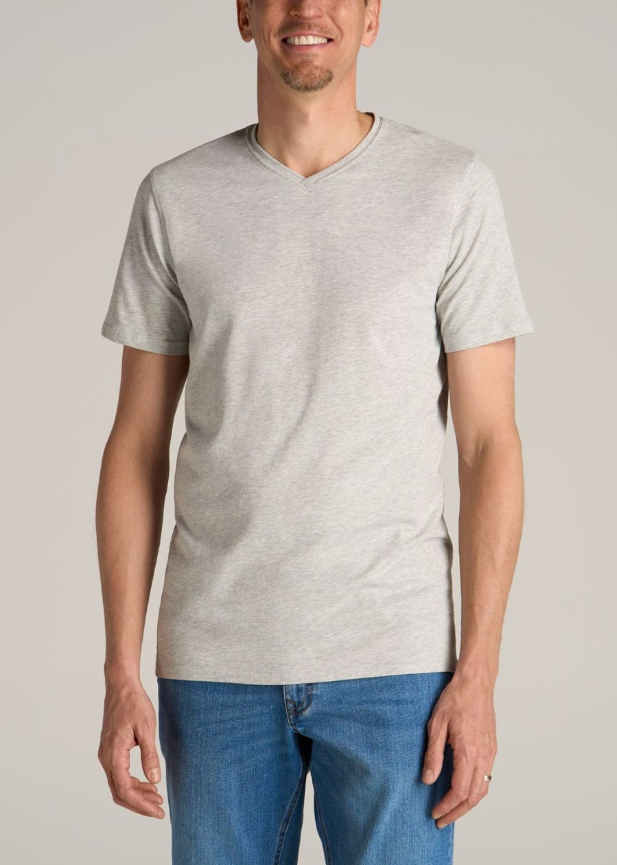 Men American Tall Tees + Tanks | The Essential Regular-Fit V-Neck Men'S Tall Tees In Grey Mix